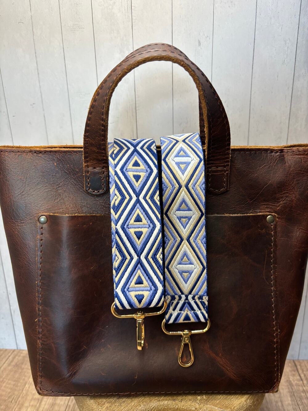 Blue Tan White Purse Strap Crossbody Bag Strap NEW! Boho Bag Strap